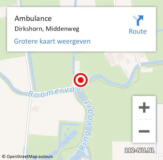 Locatie op kaart van de 112 melding: Ambulance Dirkshorn, Middenweg op 8 juli 2022 17:30