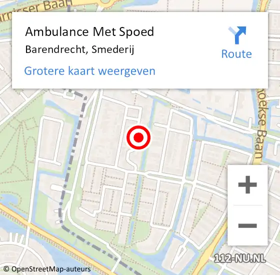 Locatie op kaart van de 112 melding: Ambulance Met Spoed Naar Barendrecht, Smederij op 8 juli 2022 22:00