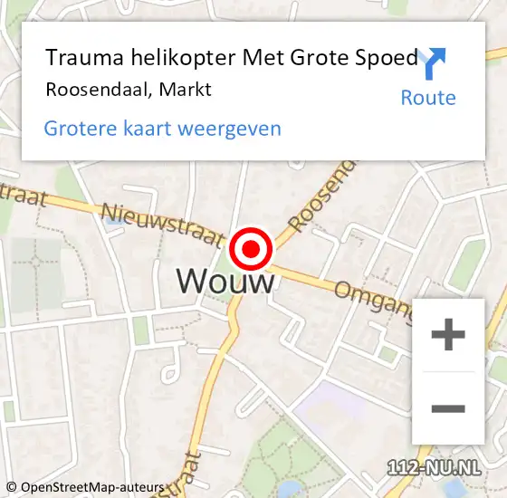 Locatie op kaart van de 112 melding: Trauma helikopter Met Grote Spoed Naar Roosendaal, Markt op 9 juli 2022 01:52
