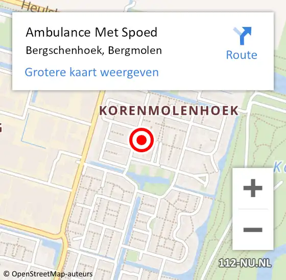 Locatie op kaart van de 112 melding: Ambulance Met Spoed Naar Bergschenhoek, Bergmolen op 9 juli 2022 03:19