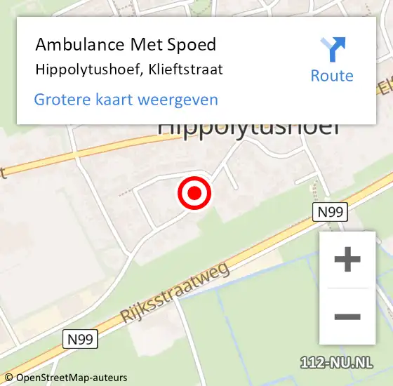 Locatie op kaart van de 112 melding: Ambulance Met Spoed Naar Hippolytushoef, Klieftstraat op 9 juli 2022 05:47