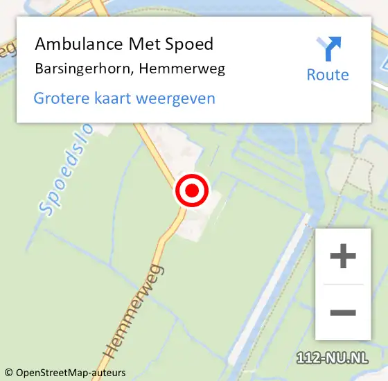 Locatie op kaart van de 112 melding: Ambulance Met Spoed Naar Barsingerhorn, Hemmerweg op 9 juli 2022 07:52