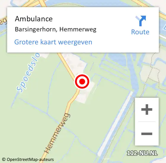 Locatie op kaart van de 112 melding: Ambulance Barsingerhorn, Hemmerweg op 9 juli 2022 08:02