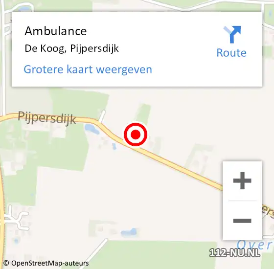 Locatie op kaart van de 112 melding: Ambulance De Koog, Pijpersdijk op 9 juli 2022 09:26