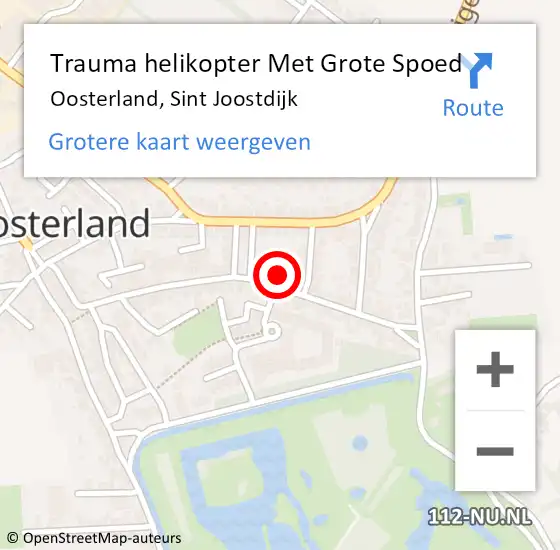 Locatie op kaart van de 112 melding: Trauma helikopter Met Grote Spoed Naar Oosterland, Sint Joostdijk op 9 juli 2022 12:14