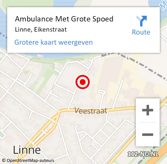 Locatie op kaart van de 112 melding: Ambulance Met Grote Spoed Naar Linne, Eikenstraat op 9 juli 2022 13:26