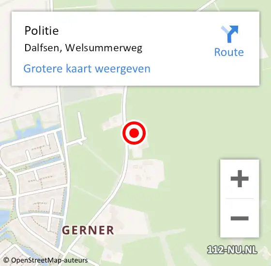 Locatie op kaart van de 112 melding: Politie Dalfsen, Welsummerweg op 9 juli 2022 13:32