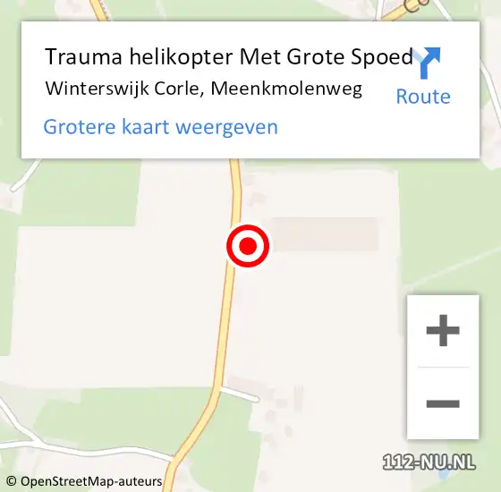 Locatie op kaart van de 112 melding: Trauma helikopter Met Grote Spoed Naar Winterswijk Corle, Meenkmolenweg op 9 juli 2022 14:34