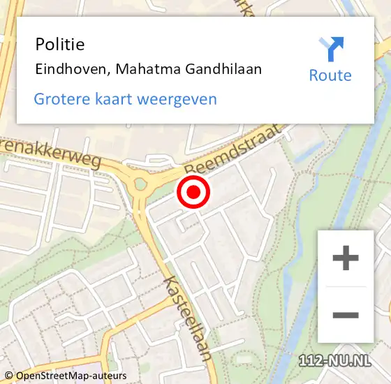 Locatie op kaart van de 112 melding: Politie Eindhoven, Mahatma Gandhilaan op 9 juli 2022 16:12