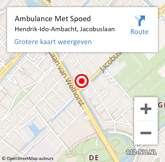 Locatie op kaart van de 112 melding: Ambulance Met Spoed Naar Hendrik-Ido-Ambacht, Jacobuslaan op 9 juli 2022 17:05