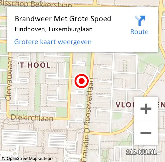 Locatie op kaart van de 112 melding: Brandweer Met Grote Spoed Naar Eindhoven, Luxemburglaan op 9 juli 2022 17:39