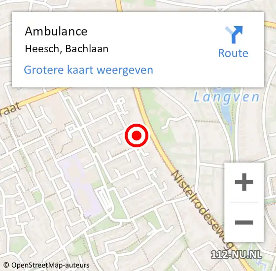 Locatie op kaart van de 112 melding: Ambulance Heesch, Bachlaan op 9 juli 2022 20:26