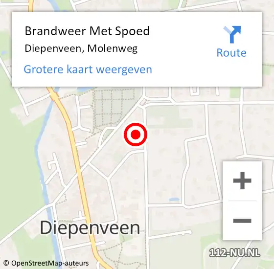 Locatie op kaart van de 112 melding: Brandweer Met Spoed Naar Diepenveen, Molenweg op 9 juli 2022 21:19