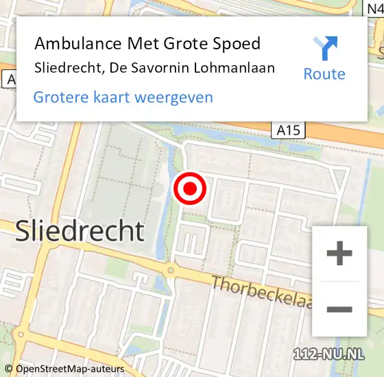 Locatie op kaart van de 112 melding: Ambulance Met Grote Spoed Naar Sliedrecht, De Savornin Lohmanlaan op 9 juli 2022 21:32