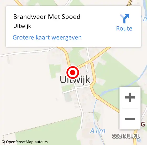 Locatie op kaart van de 112 melding: Brandweer Met Spoed Naar Uitwijk op 9 juli 2022 23:16