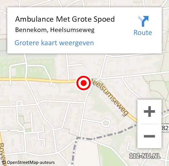 Locatie op kaart van de 112 melding: Ambulance Met Grote Spoed Naar Bennekom, Heelsumseweg op 9 juli 2022 23:32