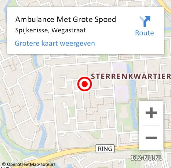 Locatie op kaart van de 112 melding: Ambulance Met Grote Spoed Naar Spijkenisse, Wegastraat op 9 juli 2022 23:38