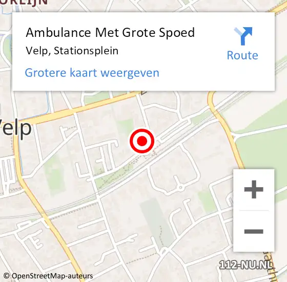 Locatie op kaart van de 112 melding: Ambulance Met Grote Spoed Naar Velp, Stationsplein op 10 juli 2022 00:04