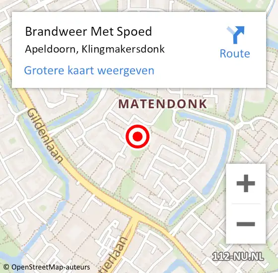 Locatie op kaart van de 112 melding: Brandweer Met Spoed Naar Apeldoorn, Klingmakersdonk op 10 juli 2022 00:58