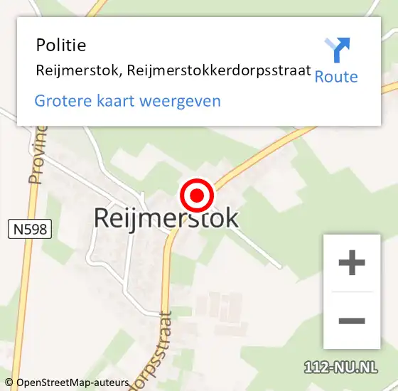 Locatie op kaart van de 112 melding: Politie Reijmerstok, Reijmerstokkerdorpsstraat op 10 juli 2022 03:45