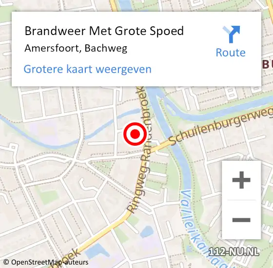 Locatie op kaart van de 112 melding: Brandweer Met Grote Spoed Naar Amersfoort, Bachweg op 10 juli 2022 04:32