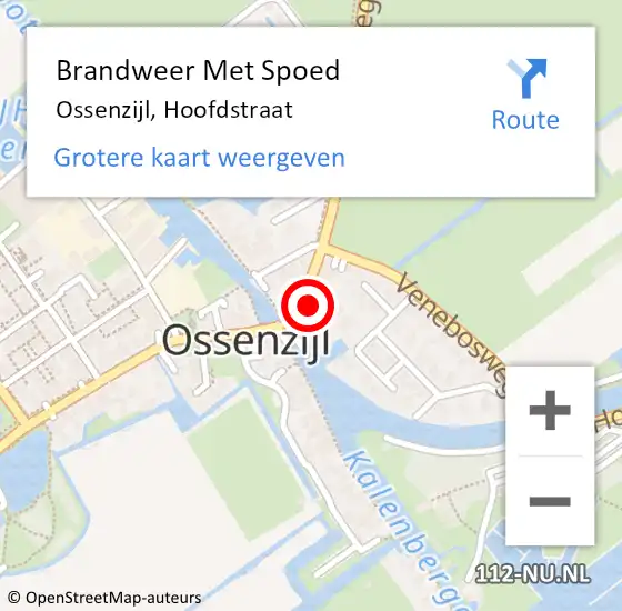 Locatie op kaart van de 112 melding: Brandweer Met Spoed Naar Ossenzijl, Hoofdstraat op 10 juli 2022 09:14