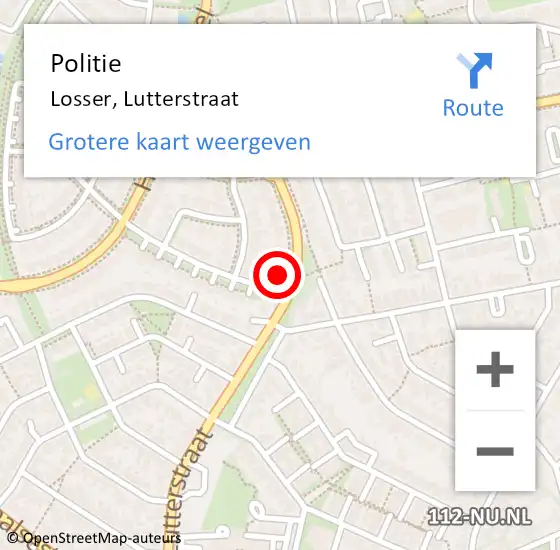 Locatie op kaart van de 112 melding: Politie Losser, Lutterstraat op 10 juli 2022 10:18