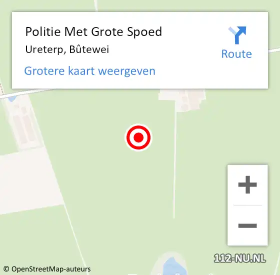 Locatie op kaart van de 112 melding: Politie Met Grote Spoed Naar Ureterp, Bûtewei op 10 juli 2022 13:05