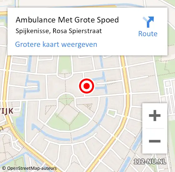 Locatie op kaart van de 112 melding: Ambulance Met Grote Spoed Naar Spijkenisse, Rosa Spierstraat op 10 juli 2022 14:38