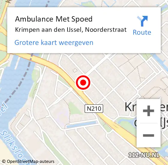 Locatie op kaart van de 112 melding: Ambulance Met Spoed Naar Krimpen aan den IJssel, Noorderstraat op 10 juli 2022 17:59