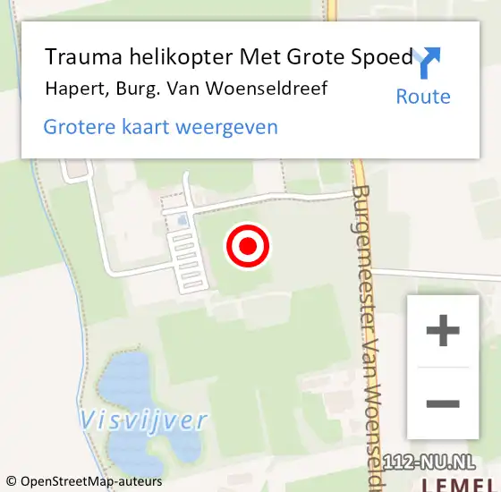 Locatie op kaart van de 112 melding: Trauma helikopter Met Grote Spoed Naar Hapert, Burg. Van Woenseldreef op 10 juli 2022 19:45