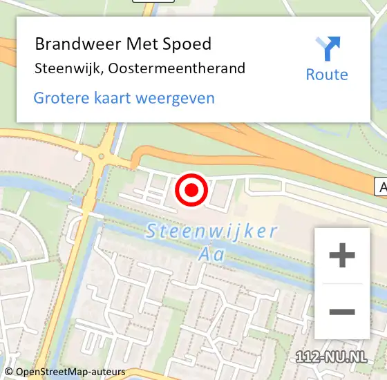 Locatie op kaart van de 112 melding: Brandweer Met Spoed Naar Steenwijk, Oostermeentherand op 10 juli 2022 20:03