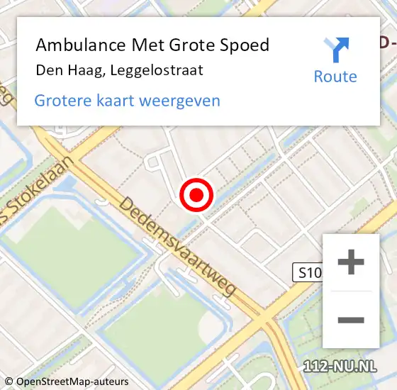 Locatie op kaart van de 112 melding: Ambulance Met Grote Spoed Naar Den Haag, Leggelostraat op 11 juli 2022 05:32