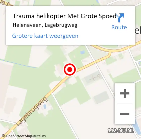 Locatie op kaart van de 112 melding: Trauma helikopter Met Grote Spoed Naar Helenaveen, Lagebrugweg op 11 juli 2022 08:04