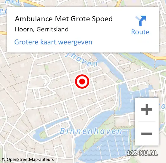 Locatie op kaart van de 112 melding: Ambulance Met Grote Spoed Naar Hoorn, Gerritsland op 11 juli 2022 08:21