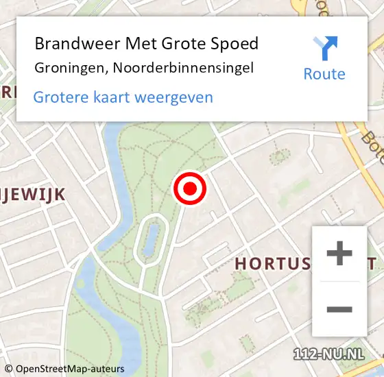 Locatie op kaart van de 112 melding: Brandweer Met Grote Spoed Naar Groningen, Noorderbinnensingel op 11 juli 2022 08:30