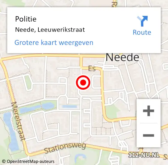 Locatie op kaart van de 112 melding: Politie Neede, Leeuwerikstraat op 11 juli 2022 09:09