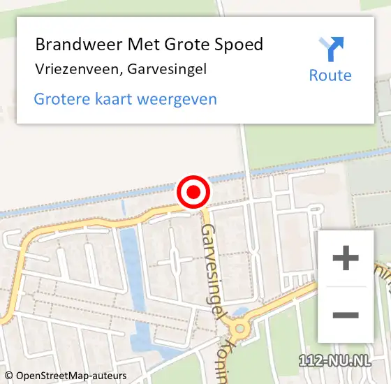 Locatie op kaart van de 112 melding: Brandweer Met Grote Spoed Naar Vriezenveen, Garvesingel op 11 juli 2022 13:11