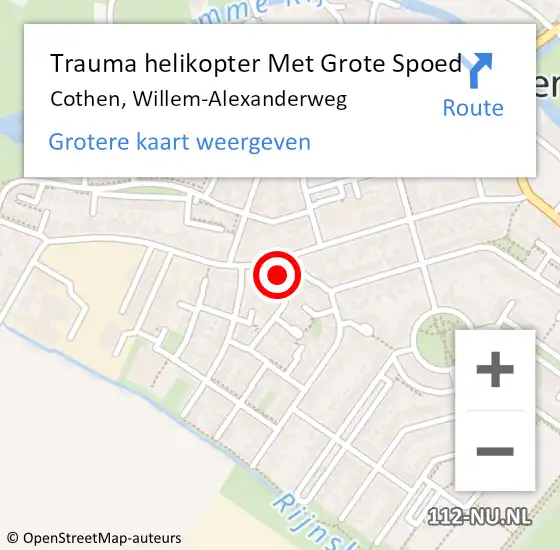 Locatie op kaart van de 112 melding: Trauma helikopter Met Grote Spoed Naar Cothen, Willem-Alexanderweg op 11 juli 2022 13:20