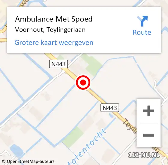 Locatie op kaart van de 112 melding: Ambulance Met Spoed Naar Voorhout, Teylingerlaan op 11 juli 2022 21:18