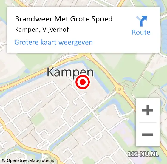 Locatie op kaart van de 112 melding: Brandweer Met Grote Spoed Naar Kampen, Vijverhof op 11 juli 2022 21:47