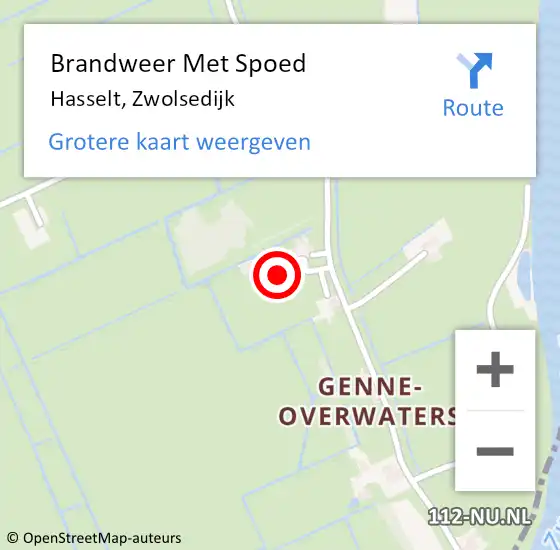 Locatie op kaart van de 112 melding: Brandweer Met Spoed Naar Hasselt, Zwolsedijk op 11 juli 2022 22:24