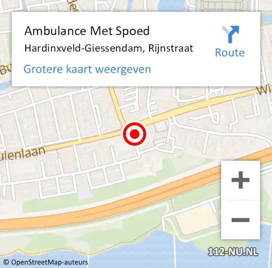 Locatie op kaart van de 112 melding: Ambulance Met Spoed Naar Hardinxveld-Giessendam, Rijnstraat op 12 juli 2022 02:40