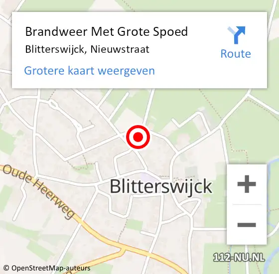Locatie op kaart van de 112 melding: Brandweer Met Grote Spoed Naar Blitterswijck, Nieuwstraat op 12 juli 2022 09:56