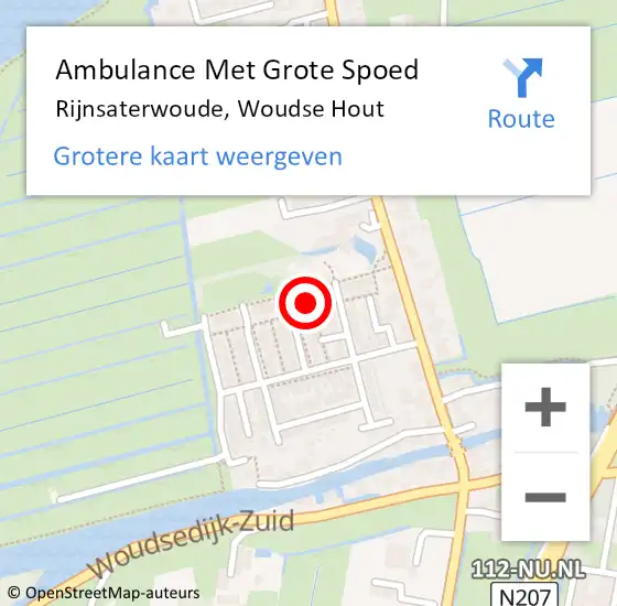 Locatie op kaart van de 112 melding: Ambulance Met Grote Spoed Naar Rijnsaterwoude, Woudse Hout op 12 juli 2022 12:23