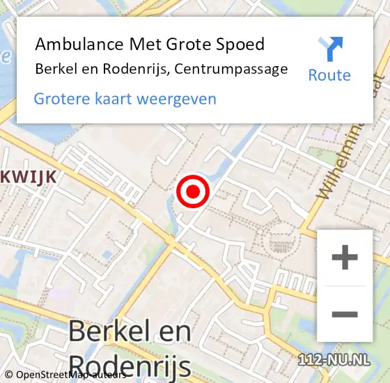 Locatie op kaart van de 112 melding: Ambulance Met Grote Spoed Naar Berkel en Rodenrijs, Centrumpassage op 12 juli 2022 12:26