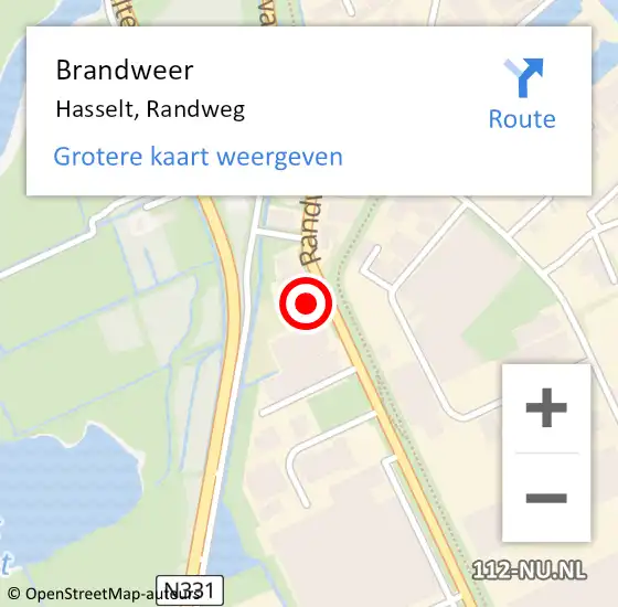 Locatie op kaart van de 112 melding: Brandweer Hasselt, Randweg op 12 juli 2022 15:37