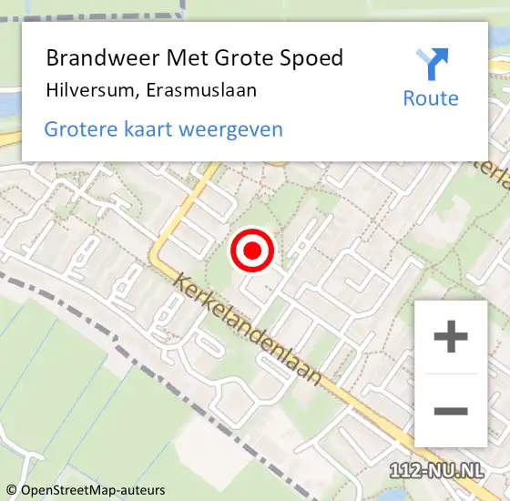 Locatie op kaart van de 112 melding: Brandweer Met Grote Spoed Naar Hilversum, Erasmuslaan op 12 juli 2022 15:59