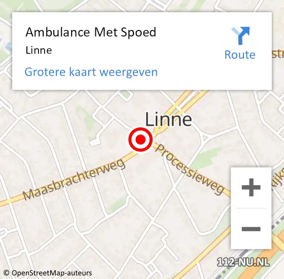 Locatie op kaart van de 112 melding: Ambulance Met Spoed Naar Linne op 12 juli 2022 16:03