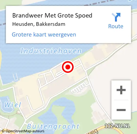 Locatie op kaart van de 112 melding: Brandweer Met Grote Spoed Naar Heusden, Bakkersdam op 12 juli 2022 16:57